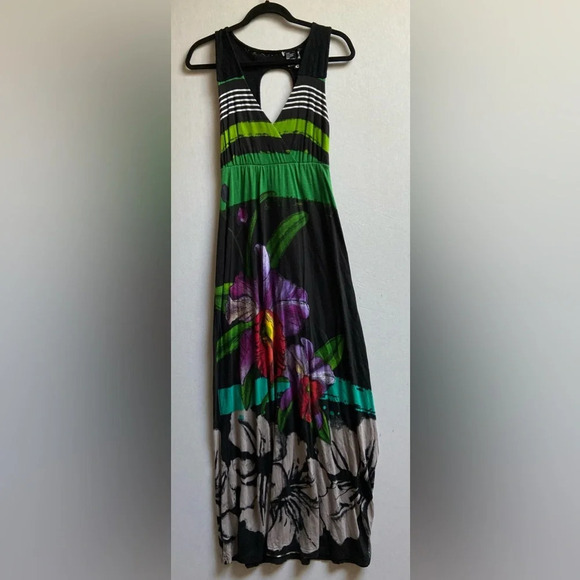 Desigual floral sleeveless maxi dress 16” PTP Sz S - Picture 2 of 12